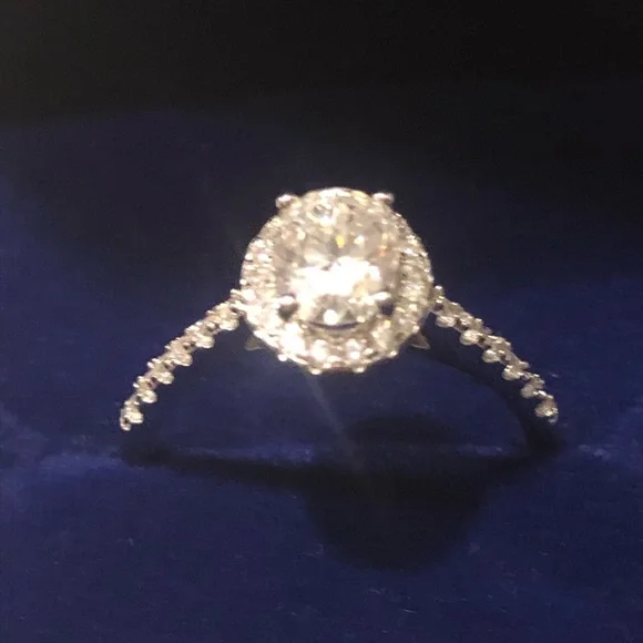 New Certified 1ct. Oval Cut Diamond Moissanite Engagement Ring - Picture 2 of 12